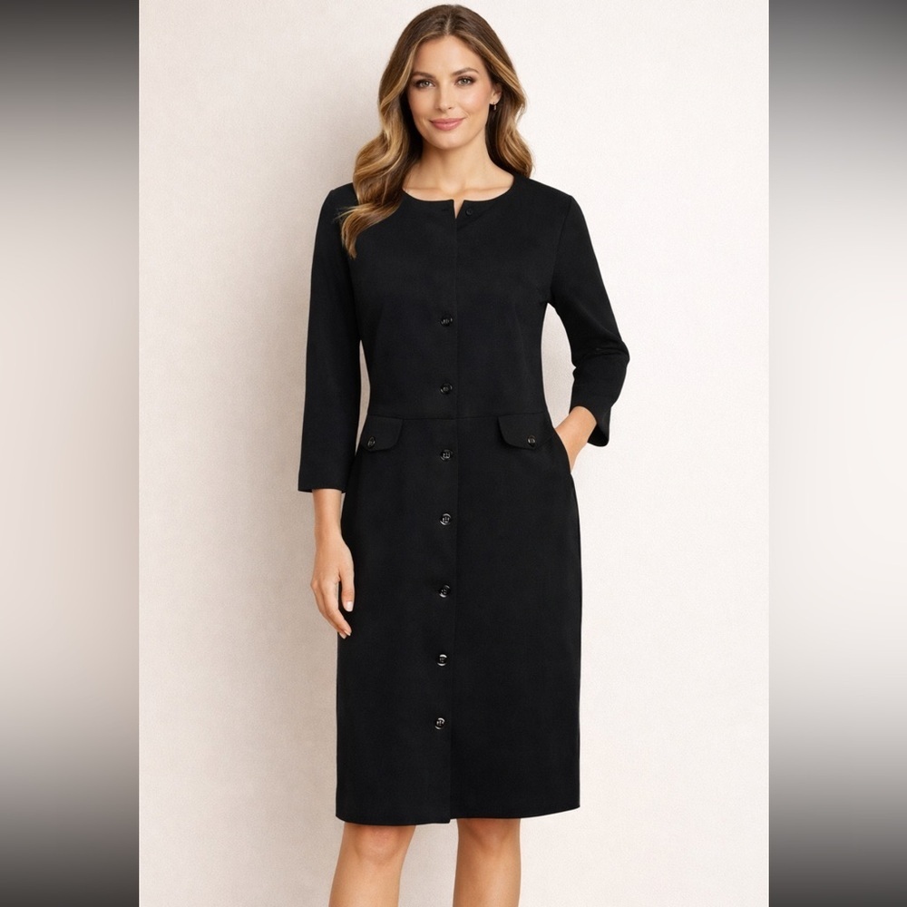 Valentino Classic Black Wool Midi dress made in Italy stylish neutral